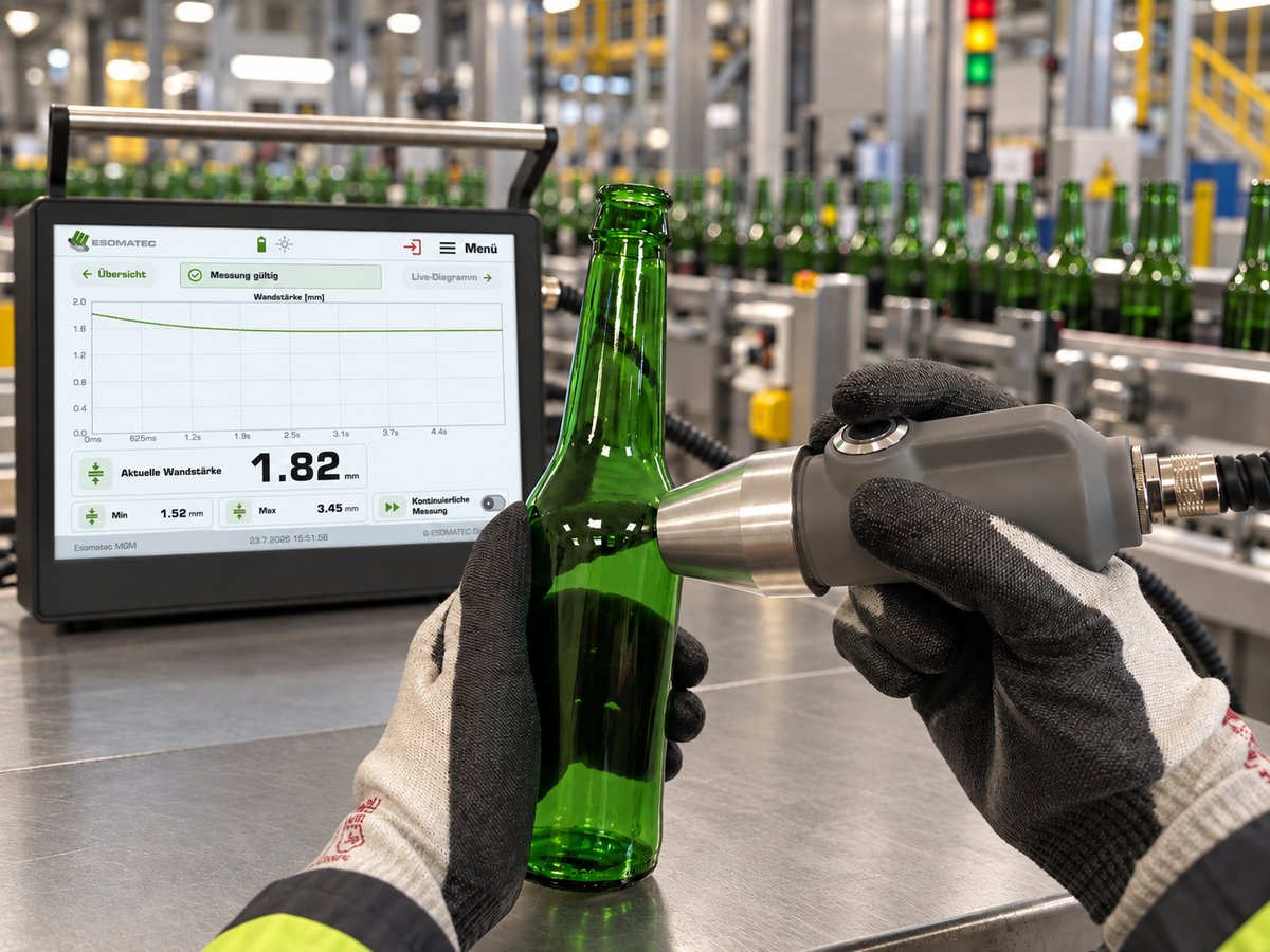 MGM im Einsatz an der Produktionslinie mit Live-Diagramm der Wandstärke
